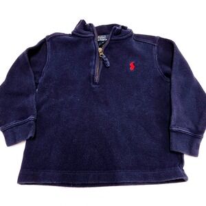 Polo Ralph Lauren‎ Navy Blue Cotton 1/4 Zip Pullover Sweater Toddler 3T